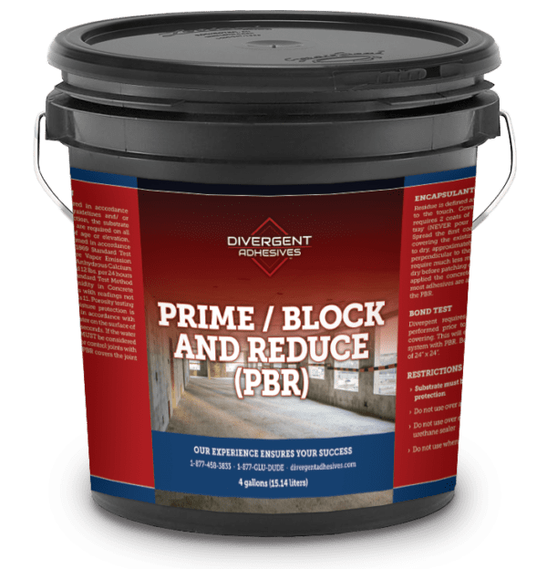 A bucket of paint that is labeled prime / block and reduce.
